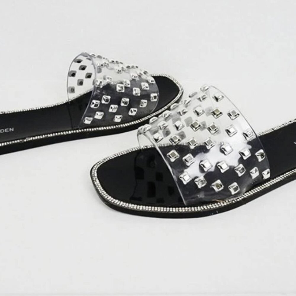 Steve Madden Jynn Clear Sandals with Metallic Embellishments Sz 9 - Picture 2 of 10